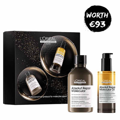 L'Oréal Professionnel Absolut Repair Molecular Shampoo & Hair Oil Gift Set for damaged hair