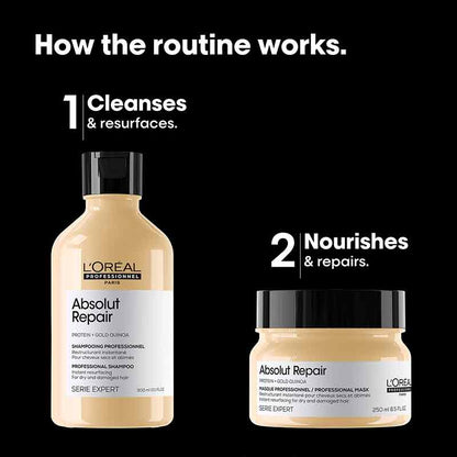 How the L'Oréal Professionnel Absolut Repair Shampoo & Hair Mask work