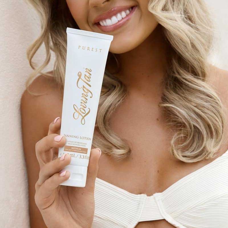 Loving Tan | Purest | Tanning | Lotion | 97% | certified | organic | naturally derived | ingredients | natural | Cocoa | Cucumber | Pomegranate | nourishing | formula | Quick-drying | dermatologically tested