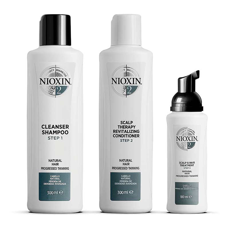 Nioxin | System 2 | Three Part Loyalty Kit | ultimate | thickening products | natural hair | progressed thinning | set | treatments | value set | comprehensive | three-step | full-sized | beautifully thick | fuller-looking hair 