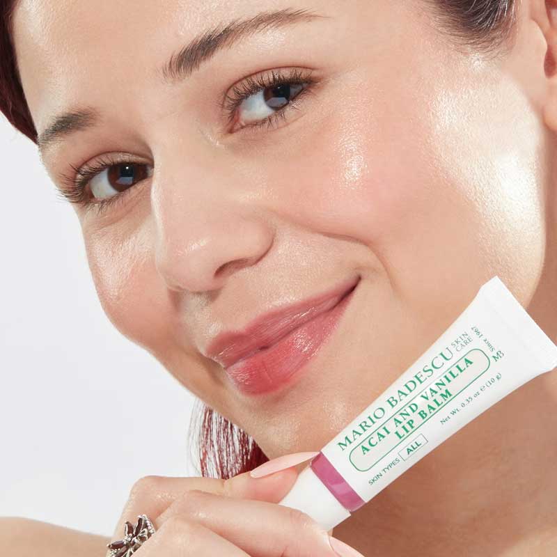 Mario Badescu Acai And Vanilla Lip Balm Model Image On Lips