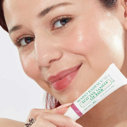 Mario Badescu Acai And Vanilla Lip Balm Model Image On Lips