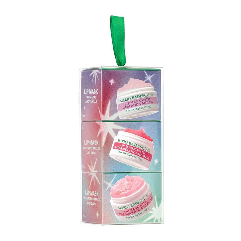 Mario Badescu Mini Lip Masks Christmas Ornament Gift Set packaging image