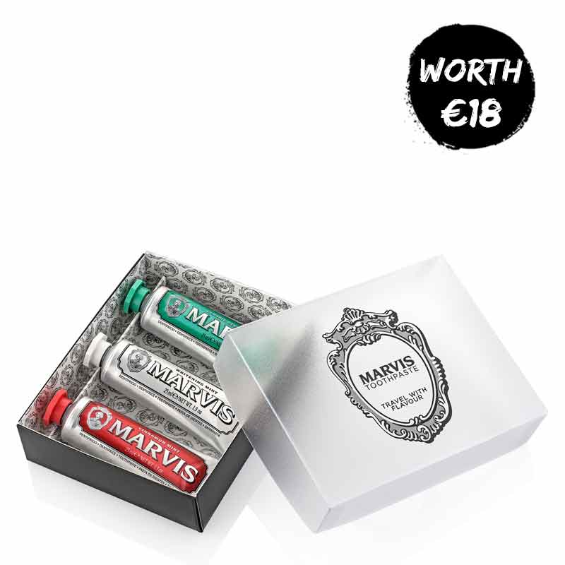 Marvis 3 Flavours Gift Box, marvis toothpaste, travel sized toothpaste, christmas gift
