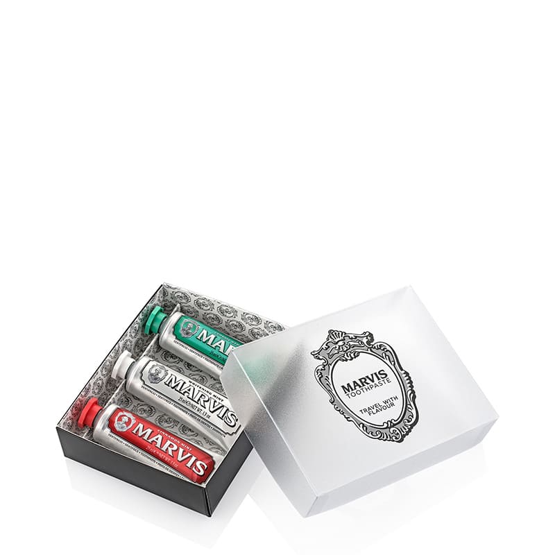  Marvis | Toothpaste | Travel | Trio | Gift Set | unique flavor | Classic Mint | Cinnamon Mint | Whitening Mint | oral care routine | fresh | healthy smile