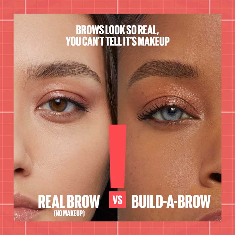 Maybelline Build-A-Brow 2-in-1 Brow Pen & Gel | Fuller brows in 2 easy steps | Ultra-precise pen for realistic hair-like strokes | Clear sealing gel for long-lasting hold | Waterproof and sweat-resistant | Up to 24-hour wear