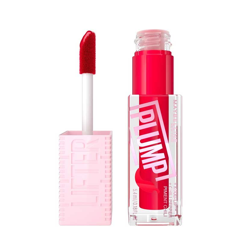 Maybelline Lifter Plump Lip Gloss | Provides intense heat and visible plumping effects | Hydrating formula with a radiant tinted sheen | Creates a tingling sensation for a fuller-looking pout | Powered with chili pepper, Maxi-Lip technology, and hyaluronic acid | Moisturizes and conditions lips | Available in a range of shades