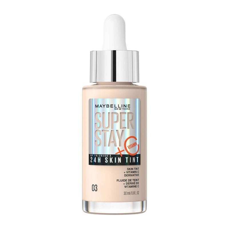 Maybelline Super Stay 24 Hour Skin Tint Foundation + Vitamin C | light | fair | blanc | porcelain | skin | cool | warm | neutral | undertone | 03