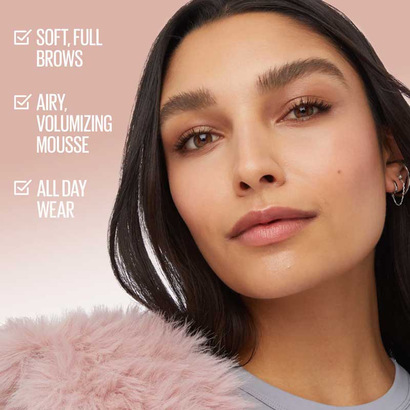Maybelline Superfluff Brow Mousse Model Ad Campaign With Product Details