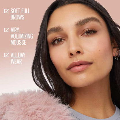 Maybelline Superfluff Brow Mousse Model Ad Campaign With Product Details