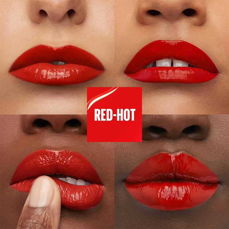 Maybelline SuperStay Vinyl Ink Liquid Lipstick | shade red hot | glossy red hot lipstick | wet look red lip