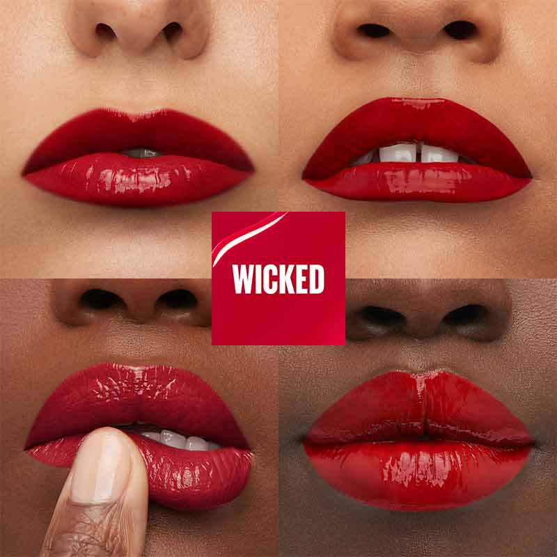 Maybelline SuperStay Vinyl Ink Liquid Lipstick | shade wicked on lips | red lip gloss non sticky
