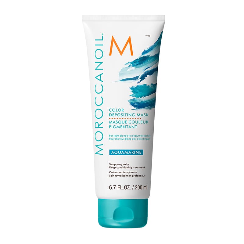 Moroccanoil Aquamarine Colour Depositing Mask | revive | customize | light blonde | medium blonde | hair | vibrant color | deep conditioning | healthy hair | radiant look.