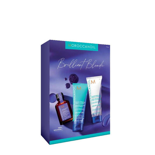 Moroccanoil | Treatment Purple Discovery Kit | purple shampoo | purple conditioner | purple treatment | full hair care routine | salon fresh results | neutralises brassy tones | neutralises yellow tones | neutralises orange tones | violet pigments | nourishes hair | repairs hair | icy blonde hair | cool toned blonde hair | highlighted hair | lightened brunette hair | silver hair | grey hair