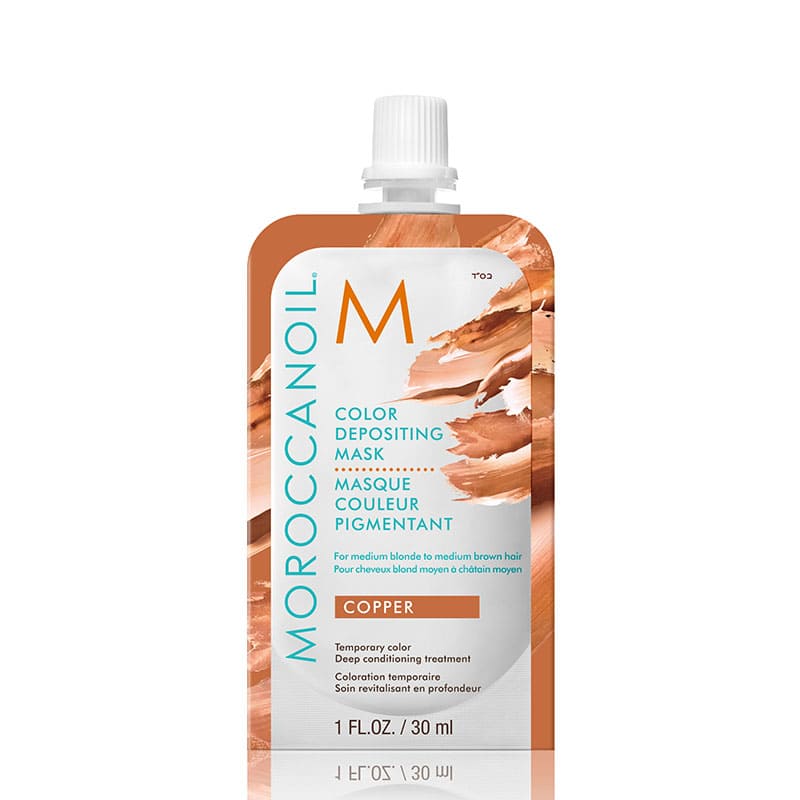 Moroccanoil Copper Colour Depositing Mask | temporary color | vibrant copper | deep-conditioning | medium blonde | medium brown hair.