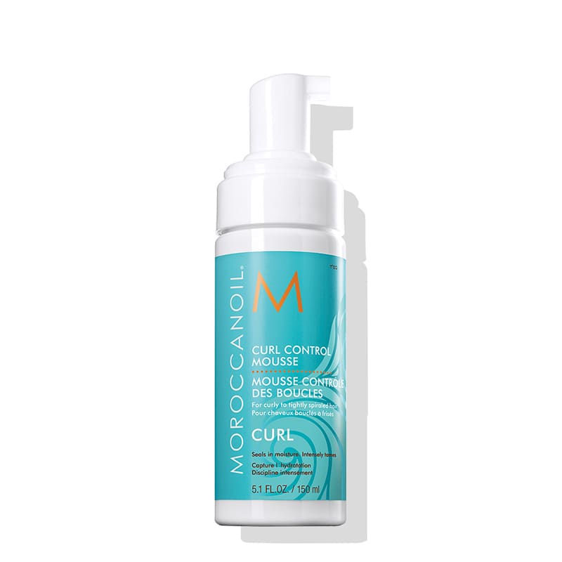 Moroccanoil Curl Control Mousse | styling solution | curly to tightly spiralled hair | lightweight foam | tames curls | seals in moisture | repels humidity | long-lasting shape and definition | no crunch.