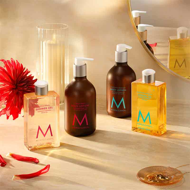 Moroccanoil Dahlia Rouge Body Care Gift Set, body wash gift set, luxury christmas gift set