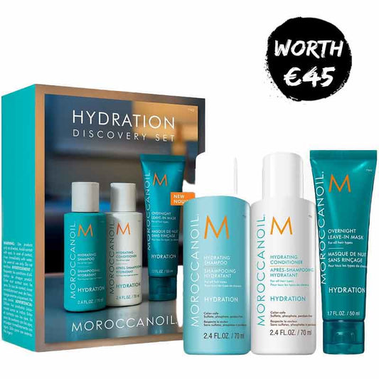 Moroccanoil Hydrate Shampoo, Conditioner + Overnight Leave-in Mask Gift Set