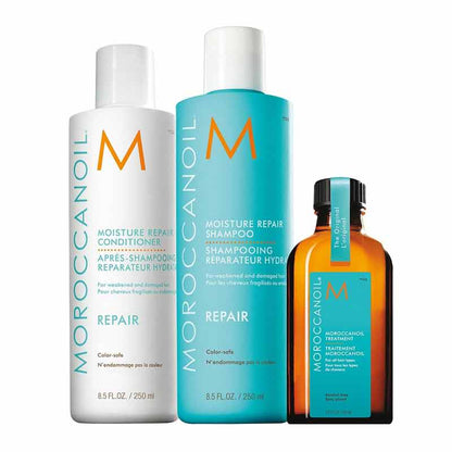 Moroccanoil Moisture Repair Gift Set Contents Shampoo, Conditioner, Treatment Oil