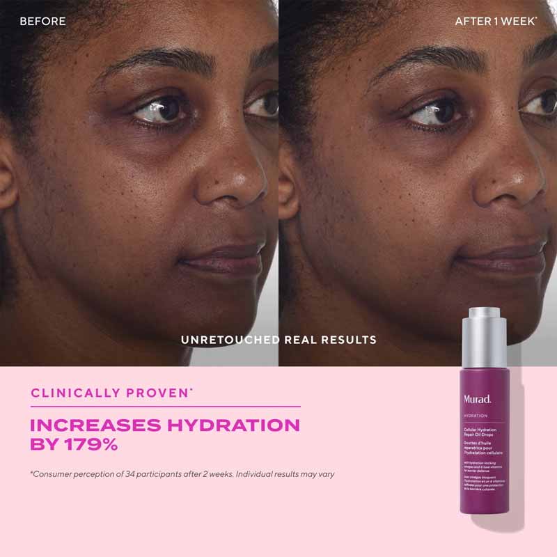 Murad Cellular Hydration Repair Oil Drops Before & After