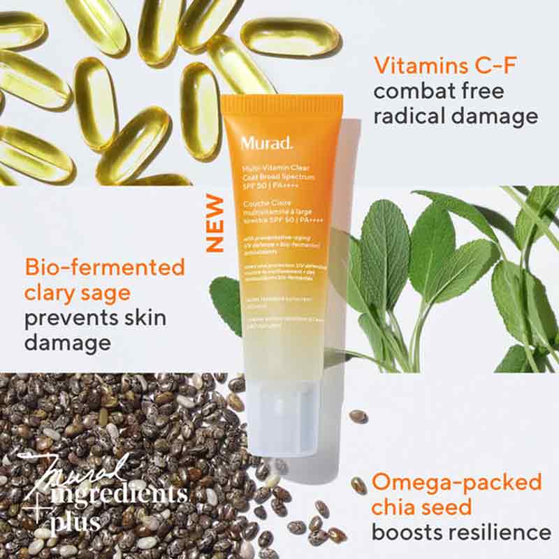 Murad Environmental Shield Mutli-Vitamin Clear Coat Broad Spectrum SPF 50 Key Ingredients