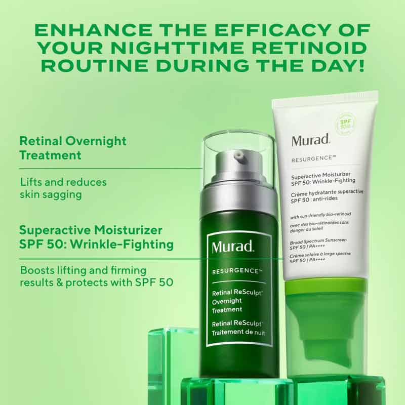 Murad Resurgance Superactive Moisturiser SPF 50: Wrinkle-Fighting & Retinal Overnight Treatment