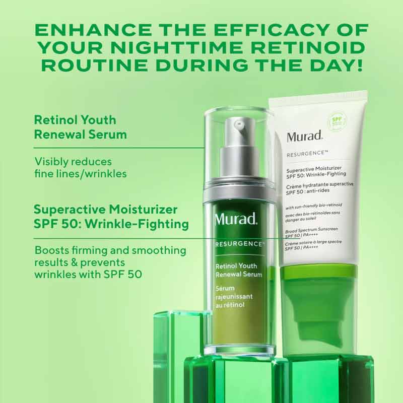 Murad Resurgance Superactive Moisturiser SPF 50: Wrinkle-Fighting & Retinol Youth Renewal Serum