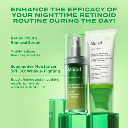 Murad Resurgance Superactive Moisturiser SPF 50: Wrinkle-Fighting & Retinol Youth Renewal Serum