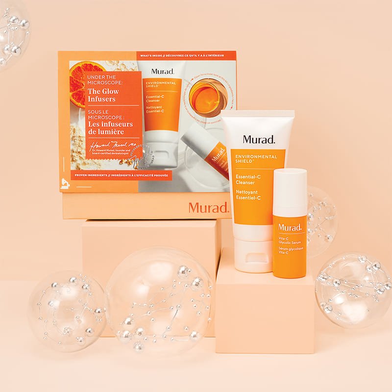  Murad | The Glow Infusers | Christmas | Gift Set | cleanser | Vita-C | Glycolic Serum | bright skin | super duo | helps | dark spots | radiance | bright | glowing skin | Winter