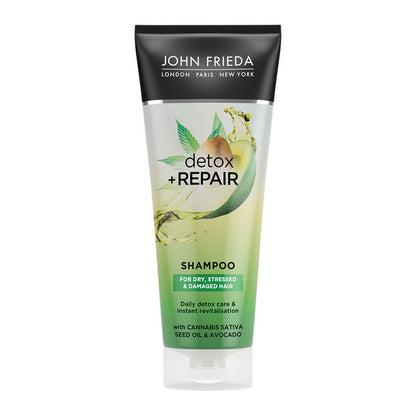 John Frieda Detox + Repair Shampoo | Cannabis sativa seed oil & avocado | vegan shampoo | stressed and damaged hair