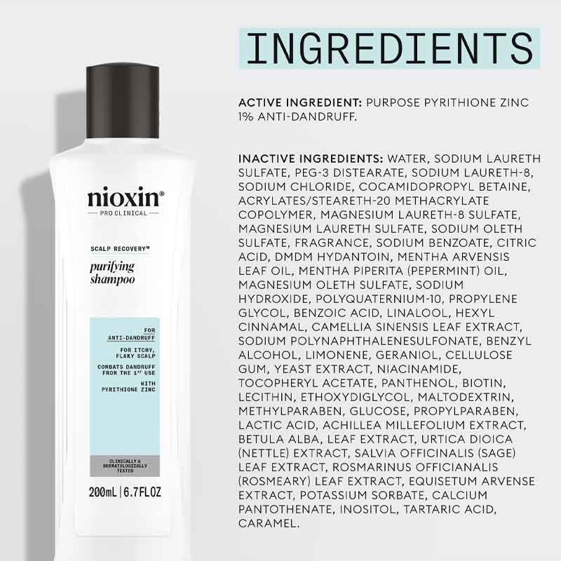 Nioxin Scalp Recovery Purifying Shampoo, anti dandruff shampoo ingredients