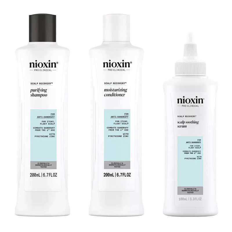 Nioxin | Scalp Recovery | Kit | three piece | haircare set | itchy |  flaky | dry | shampoo | conditioner | leave in treatment | simplify | hair wash | scalp | comfortable | nourished 