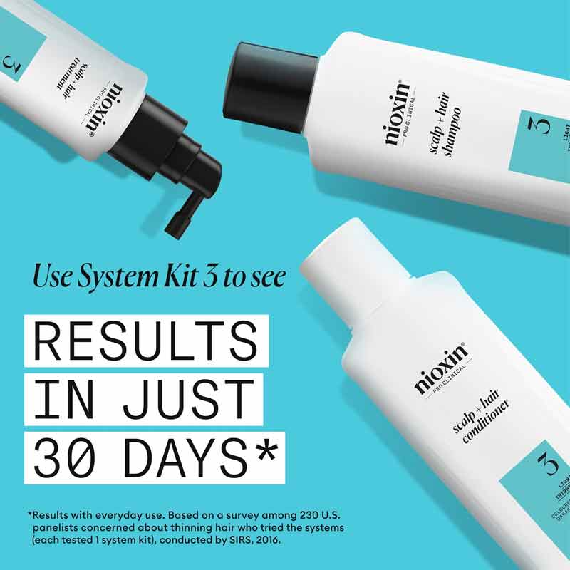 Nioxin System 3 Scalp & Hair Treatment, haircare for light thinning hair, Nioxin hair treatment for thin hair