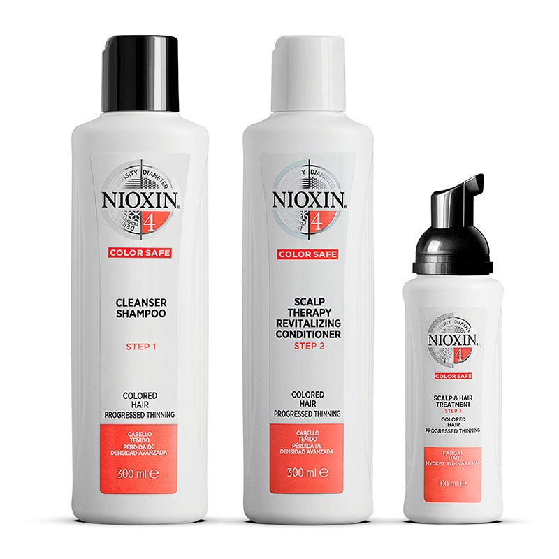 Nioxin | System 4 | Three Part | Loyalty Kit | coloured hair | thinning | hair thickening | full size | fuller hair | conditions | hair growth | caring 