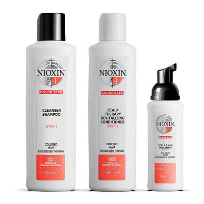 Nioxin | System 4 | Three Part | Loyalty Kit | coloured hair | thinning | hair thickening | full size | fuller hair | conditions | hair growth | caring 