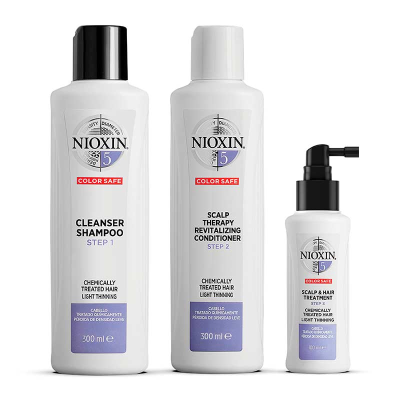Nioxin | System 5 | Three Part | Loyalty Kit | chemically treated hair | light thinning | haircare routine | hair thickening Innovative | skincare-like approach | caring for the scalp feeling your best self 