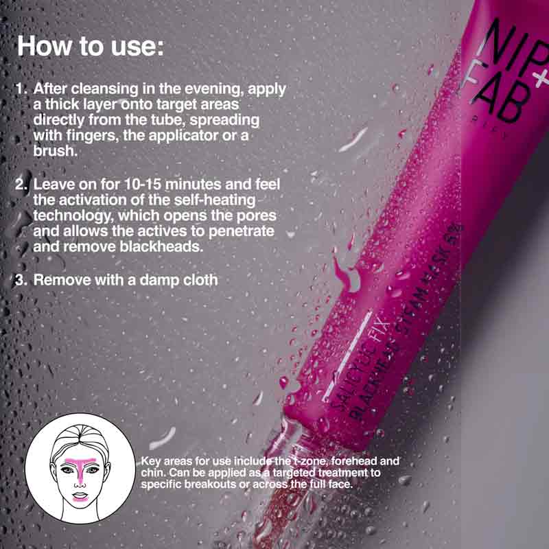 Nip + Fab Salicylic Fix Blackhead Steam Mask 8% how to use