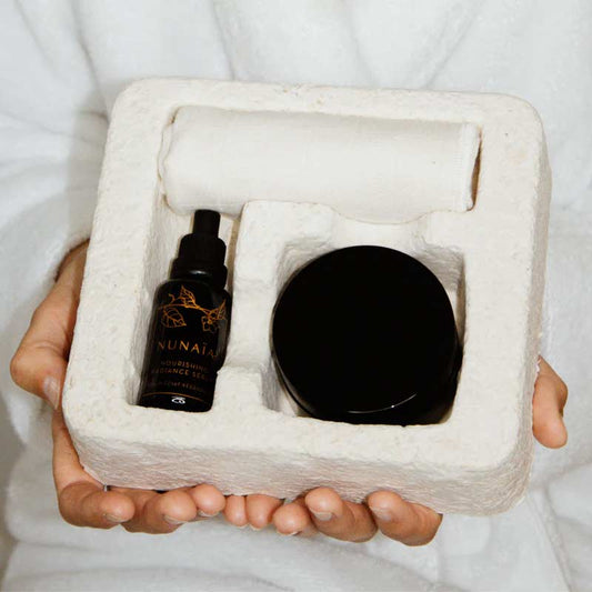 Nunaia, Nunaia Ground & Glow, Skin & Soul Renewal Set, vegan skincare set