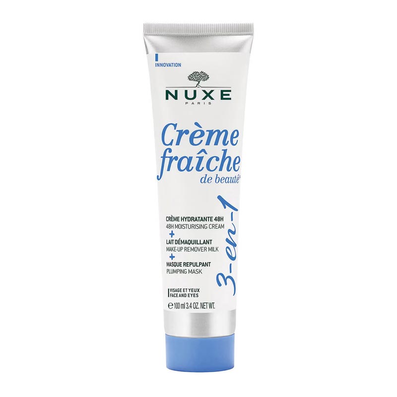 NUXE Creme Fraiche de Beaute Multi-Purpose 3-in-1 Cream | 48-hour moisturising cream | Make-up remover milk | Plumping mask | Infused with Sweet Almond Plant Milk and Oil | Powerful moisture | Leaves skin soft & hydrated | Suitable for face & eyes