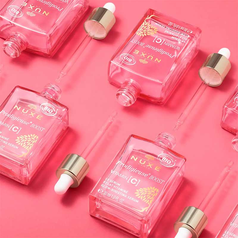 NUXE Prodigieuse® Boost Vitamin C Glow-Boosting Serum | lightweight | serum | instantly | luxe | brightens | skin | stable | Vitamin C | dropper | 3 drops | enhance | luminosity