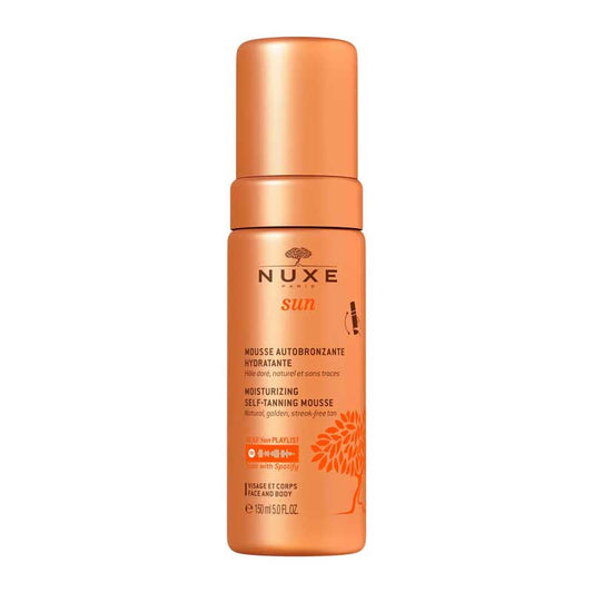 NUXE Sun Moisturizing Self-Tanning Mousse | hydrating | lightweight | natural tan | golden tan | hyaluronic acid | streak-free | lasting | bronzed | luminous | Sweet Orange | Tiare | Vanilla