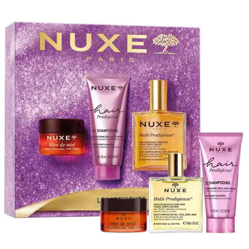 NUXE The Iconics Gift Set box with products