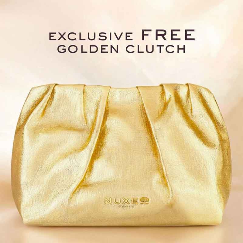 NUXE The Prodigieux Collection Gift Set Exclusive Free Golden Clutch Bag