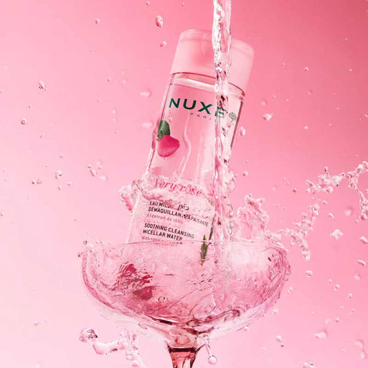 NUXE Very Rose Soothing Cleansing Micellar Water Stylised Image in glass