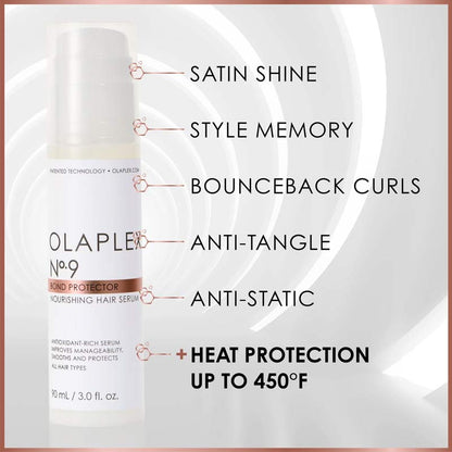 Olaplex No.9 bond Protector Nourishing Hair Serum | satin shine hair | style memory serum | bounceback curls hair serum | anti static hair serum | leave in treatment for hair | heat protection serum