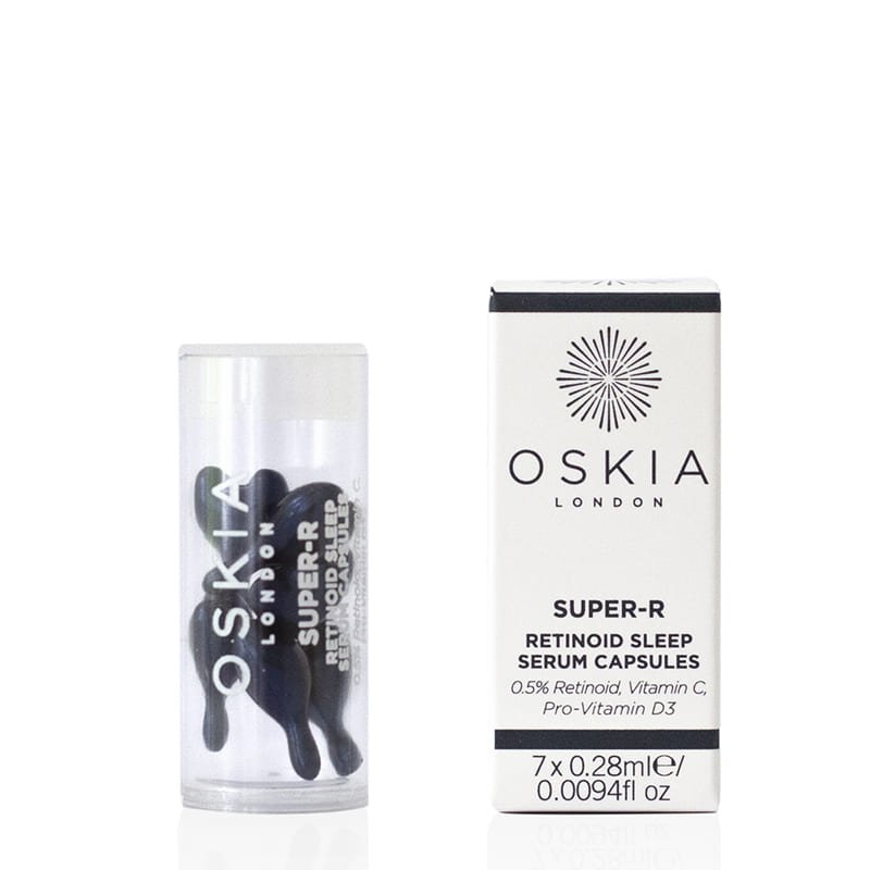 Oskia London | Super-R Retinoid Sleep Serum Capsules | travel size | retinoid | retinol serum | biodegradable capsules 