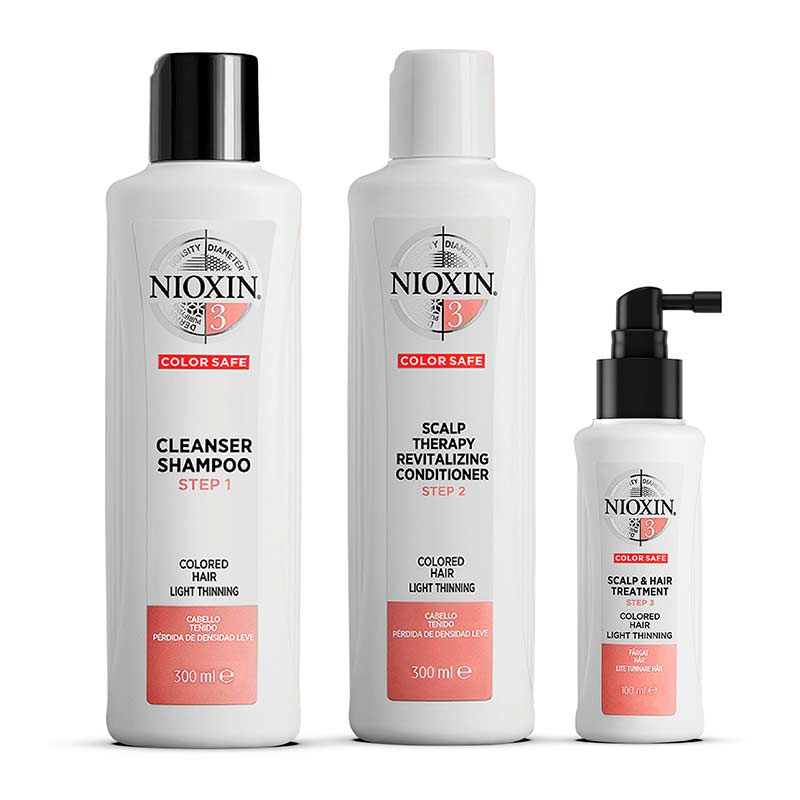 Nioxin | System 3 | Three Part | Loyalty Kit | thickness | texture | coloured hair | light thinning | expert results | thicker hair | shampoo | conditioner | treatment | combo | hair goals