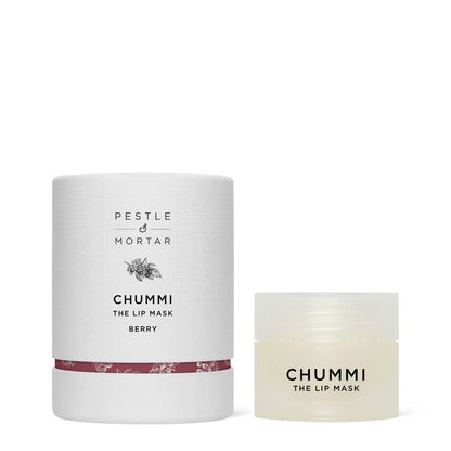 Pestle &amp; Mortar Chummi Lip Mask is a luxurious lip treatment mask that is enriched with plant butters and berry extracts that exfoliate, soften and nourish dry, chapped lips overnight. These deeply moisturising lip masks visibly restore and repair dry lips to reveal a plump, supple pout by morning. Available in three flavours: Berry