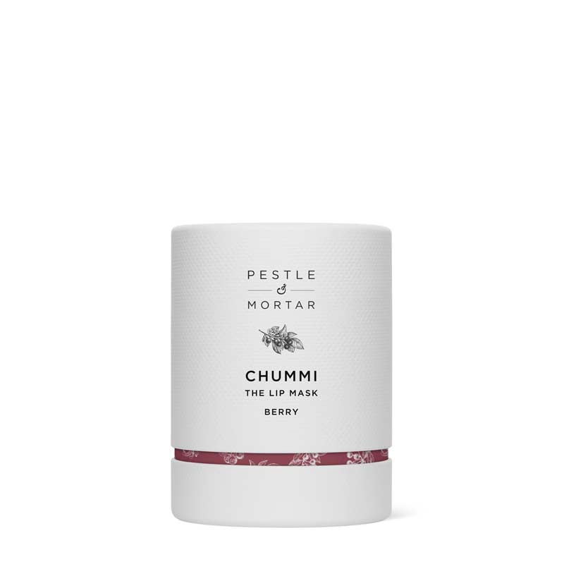 Pestle &amp; Mortar Chummi Lip Mask is a luxurious lip treatment mask that is enriched with plant butters and berry extracts that exfoliate, soften and nourish dry, chapped lips overnight. These deeply moisturising lip masks visibly restore and repair dry lips to reveal a plump, supple pout by morning. Available in three flavours: Berry