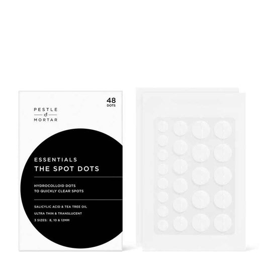 Pestle & Mortar Essentials The Spot Dots | spot-zapping | hydrocolloid dots | clearer skin | blemish-free skin | overnight treatment | accelerated healing | skin-friendly.